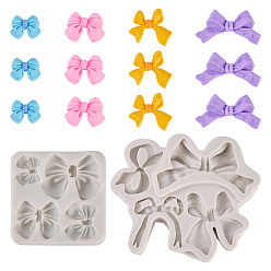 Белый Дым 2 шт 2 стили силиконовые формы, бантом, серый, 68~93x68~112x11~17 мм, внутренний диаметр: 17~47x22~72 мм, 1 шт / стиль