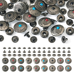 (52) Непрозрачная лаванда 18наборы 9 стили латунные кнопки, с пластиковым буртиком, Сплав крышкой, хлопчатобумажная одежда покрывает пряжку, разноцветные, 19.5x9~10 м, отверстие : 1.8 мм, 2 комплектов / стиль