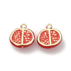 Pomegranate Латунь эмаль прелести, без кадмия, без никеля и без свинца, фруктовое очарование, реальный 18 k позолоченный, гранат, 13x12x5 мм, отверстие : 1.4 мм