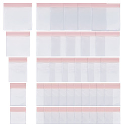 Pink 45Pcs 5 Styles Transparent EVA Jewelry Resealable Bags, Self-sealed Bags, Rectangle, Pink, 8~16x7~15x0.05cm