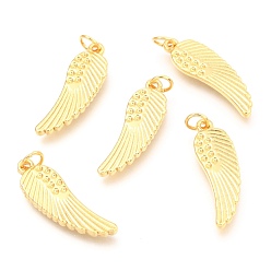 Настоящее золото 18K Подвески из сплава , долговечный, с целью перехода в кольце, крыло, реальный 18 k позолоченный, 25.5x8x2 мм, отверстие : 3.5 мм