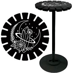 Луна Деревянный руль, деревянная витрина, черный держатель подставка, стеллаж для хранения маятников в деревенском стиле, ведьма, луна, 120x10 мм, отверстие : 20 мм