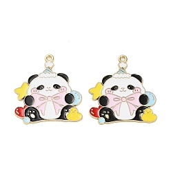 Pink Подвески из эмали и сплава, золотые, очарование панды, розовые, 33x29.5x1 мм, отверстие : 1.8 мм