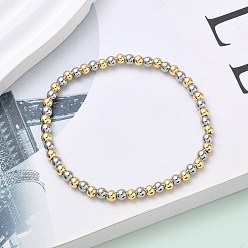 Real 18K Gold Plated & Platinum Латунные круглые бусины эластичные браслеты для мужчин и женщин, стойки покрытие, долговечный, без свинца и без кадмия, настоящее 18 к позолота и платина, 1/8 дюйм (0.4 см), внутренний диаметр: 2-1/8 дюйм (5.3 см)