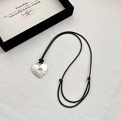 Сердце Женские ожерелья с подвеской из латуни, регулируемые, из черного вощеного шнура, сердце, 28.35 дюйм (72 см)