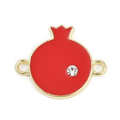 Золотой Сплав кристалл стразы гранатовые звенья соединительные подвески, красной эмалью, золотые, 17.5x20x3 мм, отверстие : 1.8 мм