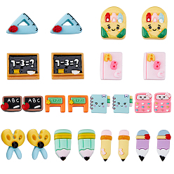 (52) Непрозрачная лаванда 48шт 12 стили день учителя непрозрачные смоляные кабошоны, учебные материалы, линейка и доска и карандаш, разнообразные, разноцветные, 13.5~25x8~22.5x5~7.5 мм, 4 шт / стиль