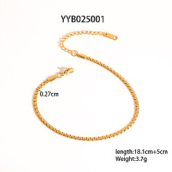 Настоящее золото 18K 304 Браслеты из нержавеющей стали с цепочкой-коробкой для унисекс, реальный 18 k позолоченный, 7-1/8 дюйм (18.1 см)