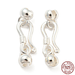 Silver 925 Sterling Silver S-Hook Clasps, Silver, Clasp: 12.5x6x2mm, Bead: 6.5x4.5x4mm, Hole: 1.8mm, Inner Diameter: 3.5mm.