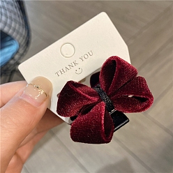 Темно-Красный Пластиковые заколки-коготь для волос для женщин и девочек, с бархатным бантом и железной фурнитурой, темно-красный, 35 мм