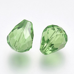 Lime Green Imitation Austrian Crystal Beads, Grade AAA, Faceted, Drop, Lime Green, 10x12mm, Hole: 0.9~1.5mm