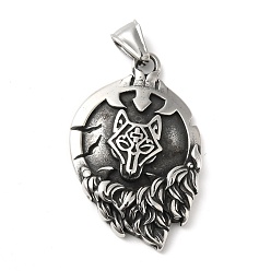 Античное Серебро 304 подвески для ручной полировки из нержавеющей стали, викинги нордический волк фенрир, античное серебро, 43.5x28x6 мм, отверстие : 4x8.5 мм