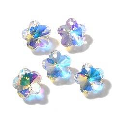 Прозрачный АВ Стеклянные подвески, цветок, AB цвет, граненые, ясно AB, 17.5x18x7 мм, отверстие : 1.5 мм