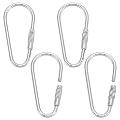 Oval 4 шт. 304 подвески с винтовым карабином из нержавеющей стали, для изготовления ожерелий, овальные, овальные, 56x26.5x3 мм