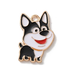 Разноцветный Подвески из эмали и сплава, собака, золотой свет, красочный, 25x16.5x1.2 мм, отверстие : 2 мм