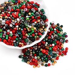 (52) Непрозрачная лаванда Стеклянные бусины на рождественскую тематику, разнообразные, разнообразные, разноцветные, 2.5~12.5x2~8x2~8 мм, отверстие : 0.7~1.5 мм, Около 2045~3215 шт / фунт