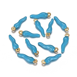 Темно-Голубой Ионное покрытие (ip) 304 подвески из нержавеющей стали, эмалированные блестки, рог изобилия / итальянский рог корничелло, золотые, глубокое синее небо, 18x5x3.5 мм, отверстие : 1.5 мм