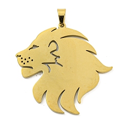 Золотой 304 подвески из нержавеющей стали, лазерная резка, очарование льва, золотые, 35x36x1.5 мм, отверстие : 6x3 мм