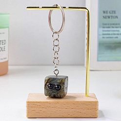 Лабрадорита Брелок для домашнего животного из натурального лабрадорита, Брелок с энергетическим камнем в виде куба Рейки для сумки, ювелирного украшения, подарка, 8x2 см