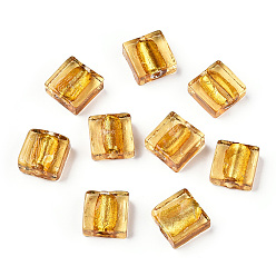 Шампанско-Желтый Бусины ручной работы бусины серебряной фольгой, квадратный, шампанское желтый, 12x12x6 мм