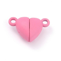 Pink Сплав магнитные застежки, сердце, розовые, 15x9.5x6 мм, отверстие : 1.5 мм