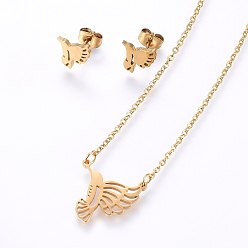 Doré  304 définit bijoux en acier inoxydable, Boucles d'oreilles et pendentifs, aigle, or, collier: 18.9 pouces (48 cm), boucles d'oreille: 8.5x9x1.2mm, pin: 0.8 mm
