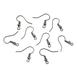 Черный Цвет Металла Латунные крючки для сережек, провод уха, с горизонтальной петлей, без кадмия, без никеля и без свинца, металлический черный , 17~19x16~18x0.6~0.7 мм, 21~22 датчик, отверстие : 2 мм