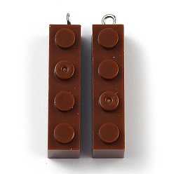 Седло Коричневый Непрозрачные акриловые подвески, с железной платиной петлей, Подвески из длинного прямоугольника, седло коричневый, 35.5x7.5x11.5 мм, отверстие : 2 мм