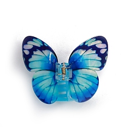 Озёрно--синий Акриловые коготь заколки, бабочка, Плут синий, 95x100x45 мм