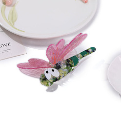 Зеленый Заколки для волос с когтями из ацетата целлюлозы (смола), стрекоза, зелёные, 111x88x65 мм