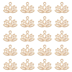 Золотой 304 подвески из нержавеющей стали, цветок лотоса, золотые, 7.5x10x1 мм, отверстие : 1 мм, 20 шт / коробка