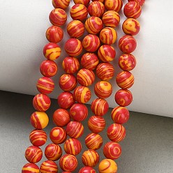 Red Dyed Synthetic Malachite Beads Strands, Smooth Round, Red, 6~6.5mm, Hole: 0.8mm, about 63pcs/strand, 14.17~14.53 inch(36~36.9cm)