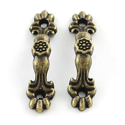 Antique Bronze Flower Wooden Box Pull Handle, Cabinet Door Handle Furniture Pull, Antique Bronze, 42x10x10mm, Hole: 2.5mm
