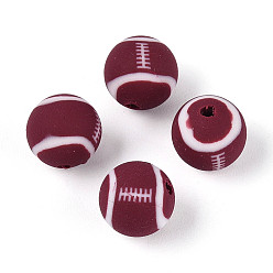 Темно-Красный Бусины из полимерной глины , регби, темно-красный, 8 мм, отверстие : 1.8~2 мм