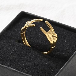 Золотой 304 Кольца-манжеты из нержавеющей стали в стиле рок-н-ролл для женщин и мужчин, золотые, внутренний диаметр: 19 мм