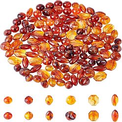 Chocolate 144Pcs 6 Style Acrylic Beads, Imitation Gemstone, Oval & Octagon & Round, Chocolate, 16mm, Hole: 1.8mm, about 230pcs/500g
