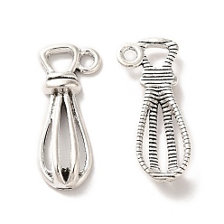 Antique Silver Tibetan Style Alloy Pendants, Eggbeater Shape Charm, Antique Silver, 23.5x9.5x3.5mm, Hole: 1.8mm, about 500pcs/500g