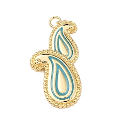 Бирюза Латунь эмаль подвески, слеза, стойки покрытие, долговечный, без свинца и без кадмия, реальный 18 k позолоченный, с целью перехода в кольце, бирюзовые, 35.5x19x2.5 мм, отверстие : 3.5 мм