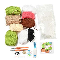 Mixed Color DIY Crochet Yarn Mushroom Doll Making Kits for Beginners, including Instructions, Yarn and Needles, Mixed Color, 0.05cm