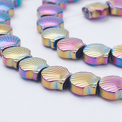 Rainbow Plated Electroplate Non-Magnetic Synthetic Hematite Beads Strands, Shell, Multi-color Plated, 8x9x4mm, Hole: 0.5mm, about 49pcs/strand, 16.1 inch(41cm)
