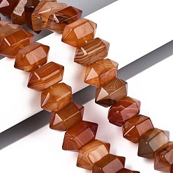 Red Agate Натуральный красный агат бисер нитей, пуля, граненые, 10x19~19.5x11~11.5 мм, отверстие : 1.2~1.4 мм, около 20 шт / нитка, 8.07~8.27'' (20.5~21 см)