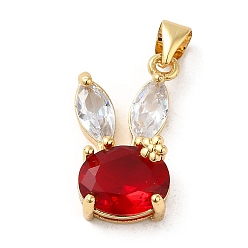 (123L) Белый крем непрозрачный блеск Стойка металлическая латунная микропрофилированная кубическая циркония подвески, без кадмия и без свинца, долговечный, реальный 18 k позолоченный, кролик, огнеупорный кирпич, 20x11x7 мм, отверстие : 5x3.5 мм