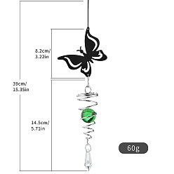 Бабочка Каплевидные стеклянные ловцы солнца, железные висячие украшения, создатель радуги, для украшения сада и дома, бабочка, 400 мм