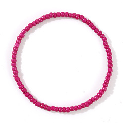 Средний Фиолетово-красный Богемный цветной эластичный браслет из бисера для женщин и девочек