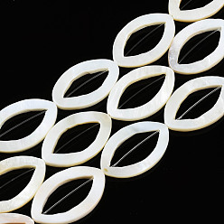 Freshwater Shell Natural Freshwater Shell Beads Strands, Horse Eye, 35x22x3~4mm, Hole: 0.9mm, about 16pcs/strand, 14.96 inch(38cm)