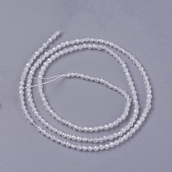 White Cubic Zirconia Beads Strands, Faceted, Round, White, 3x2.5~3mm, Hole: 0.3mm, about 114~141pcs/strand, 15.1~16.4 inch(38.4~41.8cm)