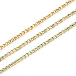 Бледно-Зеленый Ручной работы 304 эмалированные цепи из нержавеющей стали, золотые, с катушкой, несварные, долговечный, овальные, бледно-зеленый, 5x4x1.5 мм, 32.8 футов (10 м) / рулон