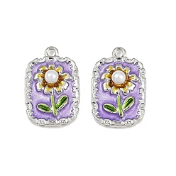 Rectangle Подвески из эмали и сплава, с абс пластмассовыми шариками, стойки покрытие, без кадмия и без свинца, платина, прямоугольные, 24x16x6 мм, отверстие : 1.8 мм