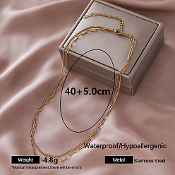Golden Vintage 304 Stainless Steel Paperclip Chain Curb Chain Necklaces for Women, Golden, 15.75 inch(40cm)