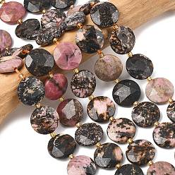 Родонит Природные родонит бисер нитей, граненый шестиугольный разрез, плоско-круглые, с бисером, 15.5x5.5~6 мм, отверстие : 0.8~1 мм, около 23 шт / нитка, 15.75~15.83'' (40~40.2 см)